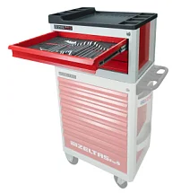 Ящик инструментальный металлический пустой, 3 выдвижных ящика,  красный, совместим с серией PRO, IZELTAS, 13000005279 13000005279