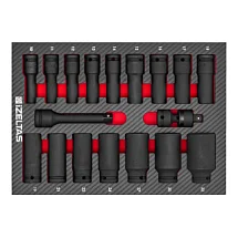 Набор усиленных удлиненных головок 1/2" в ложементе карбон 250x350х30мм 18 предметов IZELTAS 2965905107