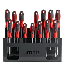 Набор отверток прямой (SL) и крестообразный (PH) шлиц, двухкомпонентная рукоятка, кронштейн, 14 предметов, MTE 261394081