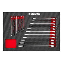 Набор комбинированных ключей 6-22 в ложементе карбон 17 предметов, габариты 274х400х30, IZELTAS 2965905302