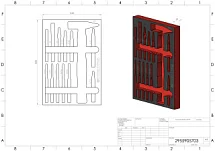 Пустой ложемент EVA, красно черный, для набора ударного инструмента 13 предметов, габариты 230х335, IZELTAS, 2955905703 2955905703