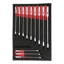 Набор комбинированных ключей с трещоткой и шарниром в ложементе 12 предметов, габариты 230х335, IZELTAS, 2965905412 2965905412