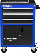 Тележка инструментальная серии ECO с набором инструментов 93 предмета, 3 выдвижных ящика, отделение с распашными дверцами, - сине-черный, IZELTAS, 8243001296, 13000005242 8243001296