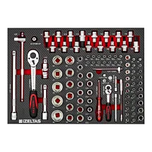 Набор головок и принадлежностей 1/2+1/4" в ложементе карбон 500x350х30мм 102 предмета IZELTAS 2965905101