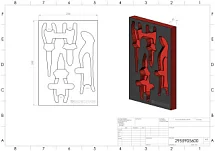 Пустой ложемент EVA, красно черный, для набора шарнирно губцевого инструмента 4 предмета, габариты230х335, IZELTAS, 2955905600 2955905600