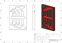 Пустой ложемент EVA, красно черный, для набора шестигранных ключей ш, г с т-рукояткой 8 предметов, габариты 230х335, IZELTAS, 2955905510 2955905510