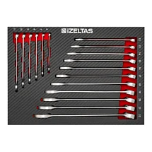 Набор комбинированных ключей 6-22 в ложементе карбон 17 предметов, габариты 250х3505х30, IZELTAS 2965905102