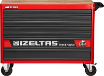 Тележка инструментальная (верстак) серии GRAND MASTER с набором инструментов 251 предмет, деревянная столешница, 7 выдвижных ящиков, красно-черный, IZELTAS, 13000005434 13000005434